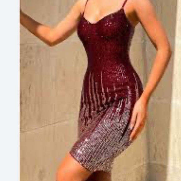 Fashion Nova Dresses & Skirts - Fashion Nova Striking Arrival Burgundy Silver Sequin Mini Dress